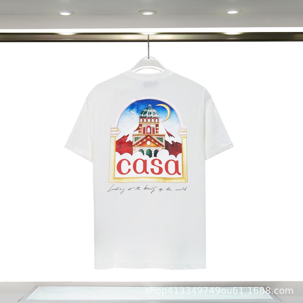 Casablanca 23 spring and summer new fantasy gate starry sky castle casa letter logo short-sleeved couple T-shirt