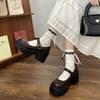 Retro Versatile Light Mouth Mary Jane Shoes Women's New Spring Round Head Thick Heel Heightened Platform Single Shoes