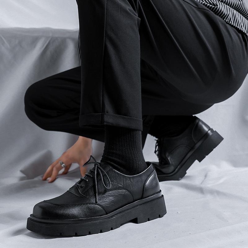 Модные мужские туфли из натуральной кожи в японском стиле Карадзюку в корейском стиле, винтажные, на толстой платформе, повседневные, мягкие, для мужчин, кожаные туфли