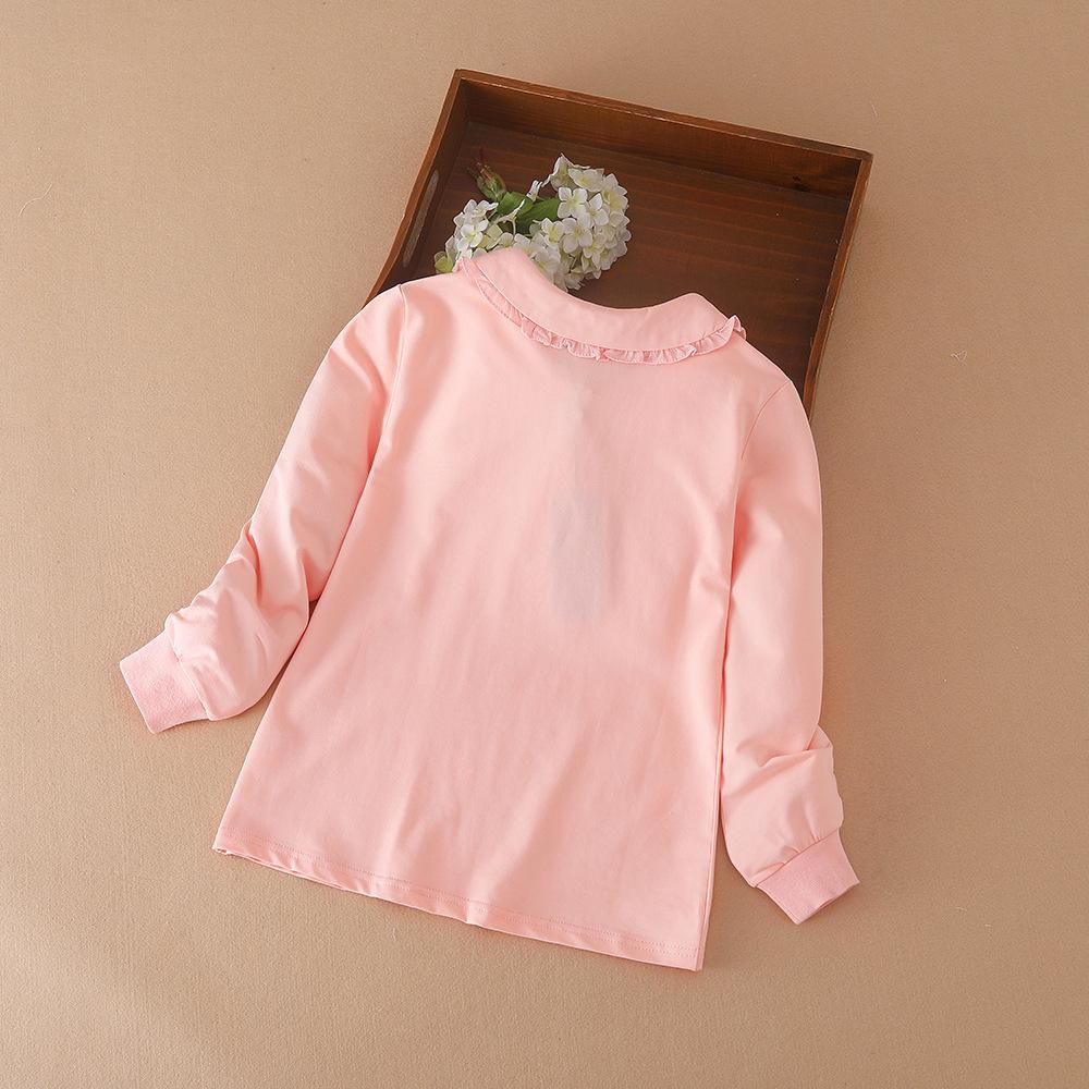 Хлопковая рубашка поло с длинным рукавом для девочек - Осенний корейский колледж-стиль