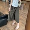 Large Size Women's Clothing Thin Sunscreen Culottes Women's High Waist Split Legs Thick and Thin Eight/nine Point Pants Skirt