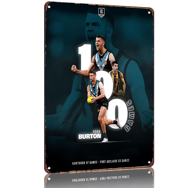 Ryan Games Achievement AFL Metal Tin Sign Vintage Wall Art for Man Cave Bar Garage Decor Port Adelaide Power Game