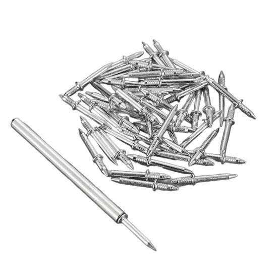 100 шт. Двухголовые гвозди Легкая установка Двухсторонние бесшовные гвозди для плинтуса со специальным инструментом-рукавом