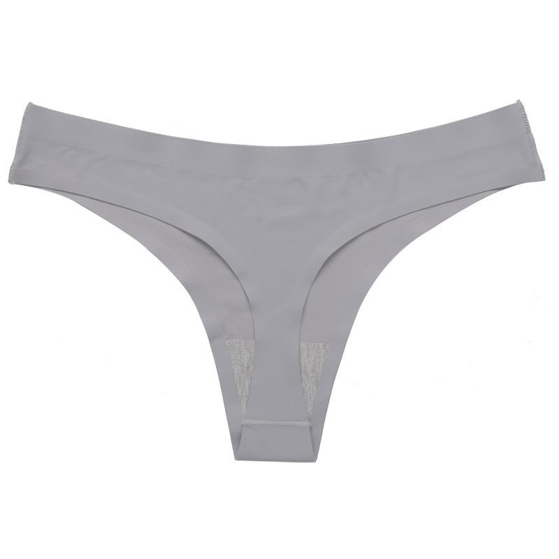 Burgundy Plus Size Low Rise Invisible Ice Silk Quick-Dry Thong Panties for Women