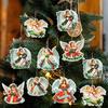 36/12pcs Wooden Christmas Angel Pendants Cartoon Vintage Angels Xmas Tree Hanging Pendant Holiday Party Decor Home Ornaments