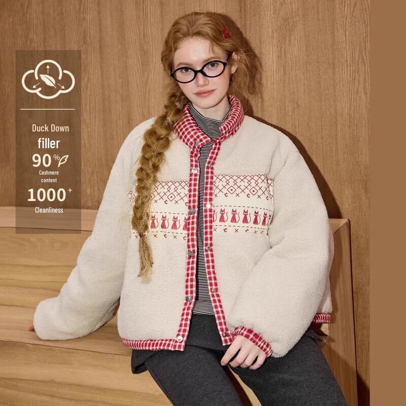 Женская объемная повседневная пуховая куртка COOLHUT в стиле Fair Isle, 90% утиного пуха