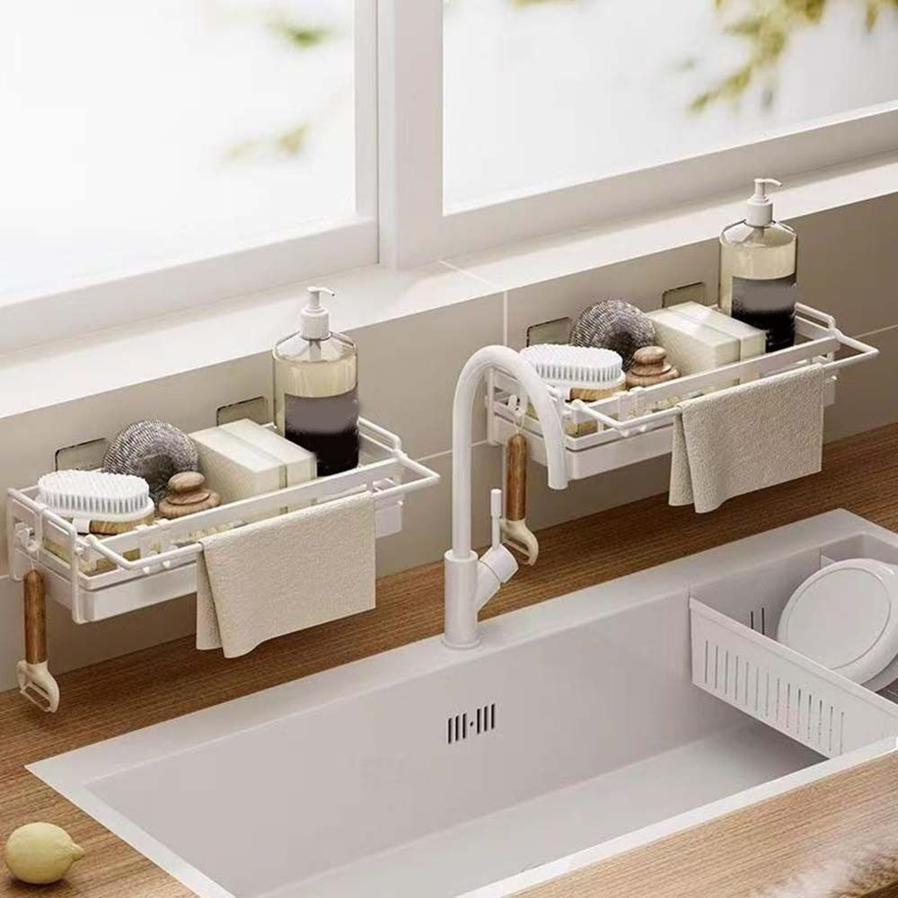Self-draining Sink Faucet Storage Rack Waterproof Sink Rag Rack Dishcloth Drainer Bathroom