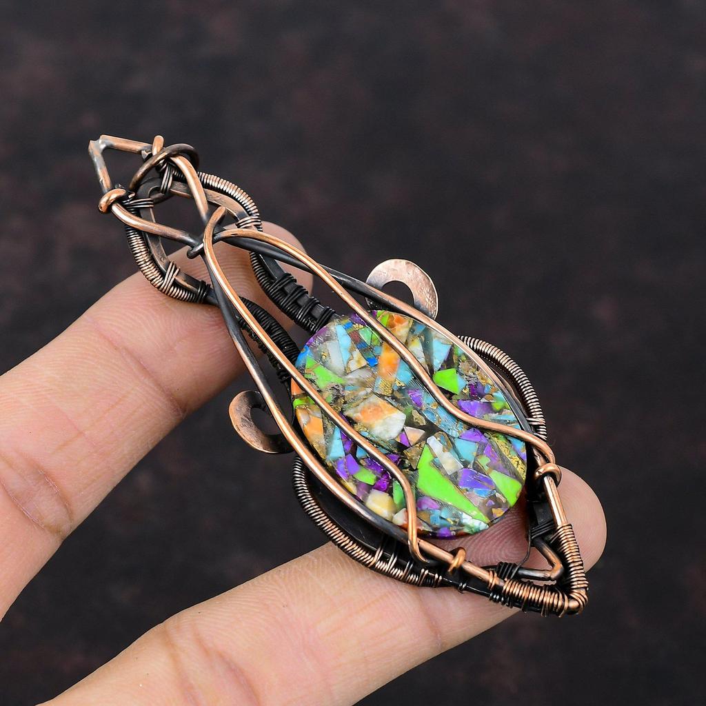 Fiesta Kingman Бирюзовый Подвеска Мульти Медный Бирюзовый Подвеска Медная Проволока Обернутая Подвеска Ювелирные Изделия Из Драгоценных Камней Подарок Для Женщин Ювелирные Изделия Ручной Работы