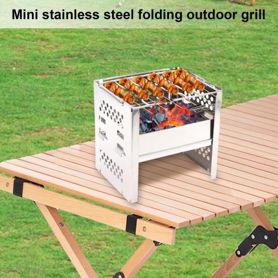 Складная наружная печь-гриль для барбекю с сумкой для хранения, прочная, из нержавеющей стали, многофункциональная