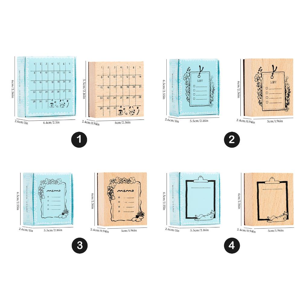 Portable Monthly Calendar Seal Wooden DIY Decorative Printing Stamp Seal Calendar Stamp Seal