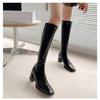 Женские сапоги на толстом каблуке, до середины колена, на резинке, новые длинные сапоги 2024 года с молнией сзади и тонкими квадратными носами рыцарских сапог