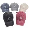 Retro Washed Distressed Love Embroidered Duckbill Cap For Women In Spring And Summer Large Brim Soft Top Baseball Cap Adjustable