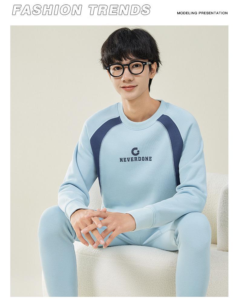 Мужское осеннее термобелье на флисовой подкладке: Подростковый студенческий зимний теплый набор