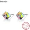 Lekani Original Crystal From Piercing Earrings For Women 925 Sterling Silver Cube Stud Earring Jewelry Gifts