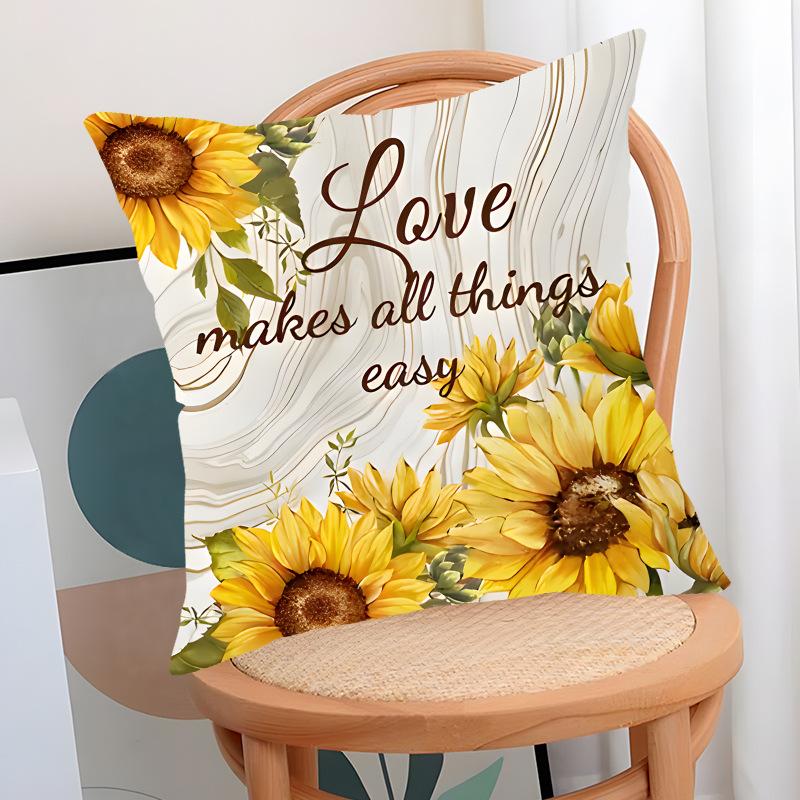 Комплект наволочек Весенний Льняной Принт Подсолнух Наволочка Гостиная Диван Подушка Подушка