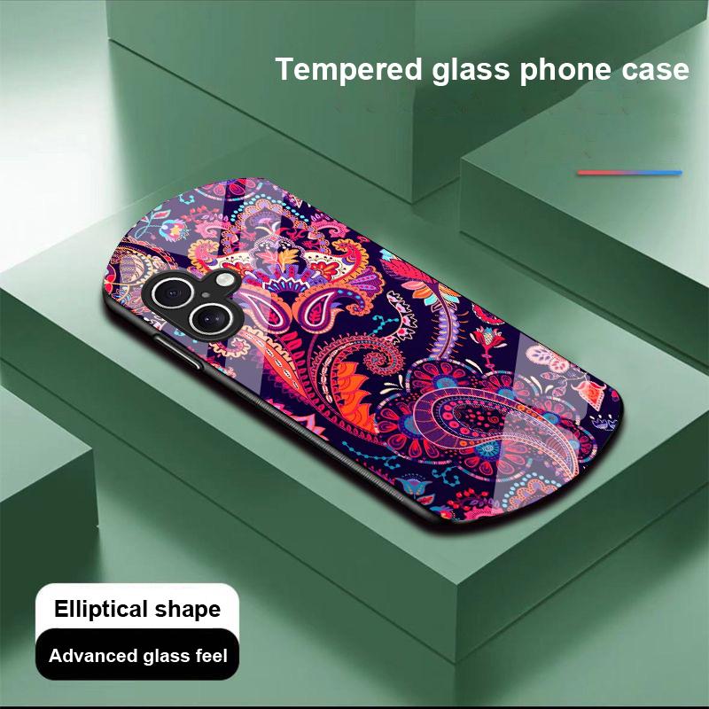 Красочный Цветочный Тотем Для Apple IPhone 16 11 13 15 14 Pro Max 12 Mini 7 8 Plus XR XS Чехол для телефона из закаленного стекла эллиптической формы