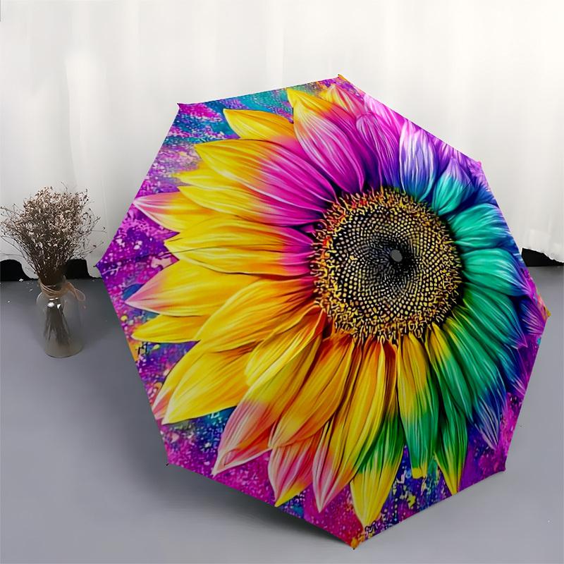 1pc Colorful Sunflower Artwork Umbrella with Plastic Handle,Suitable for All Seasons Home Travel Outdoor UmbrellaDD1367