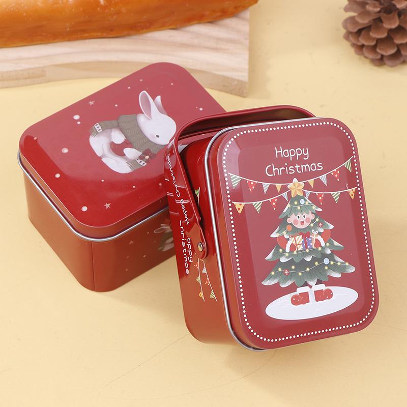 Рождественская жестяная коробка для печенья, подарочная упаковка, банка для конфет, контейнеры для хранения мультфильмов, сладкие праздничные принадлежности с ручкой