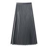 Женская серая плиссированная миди-юбка с высокой талией - Приталенная А-силуэта для лета 2025
