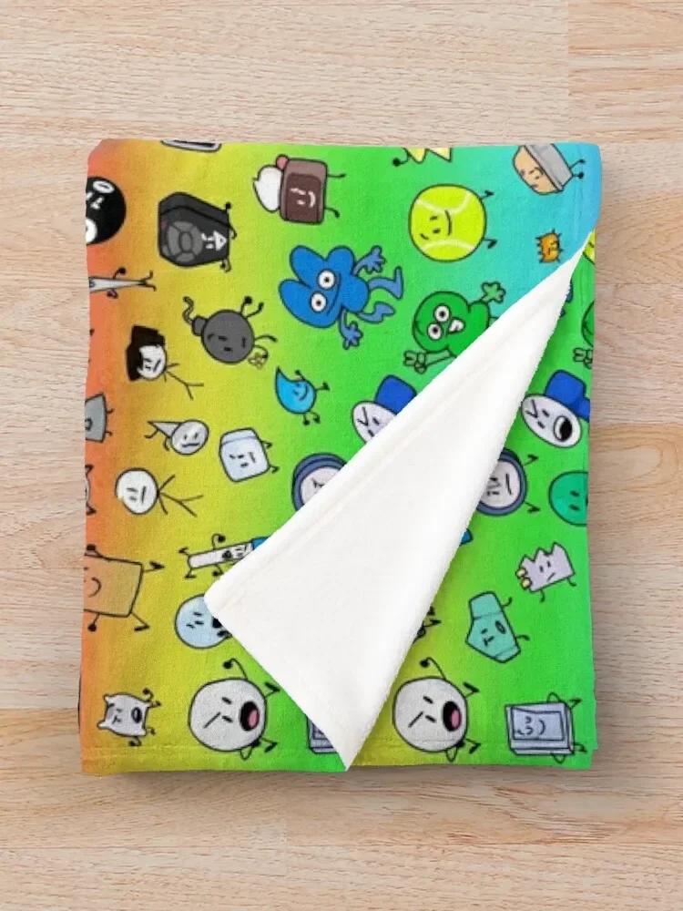 BFDI Все персонажи (радуга) Плед Милый Клетчатый Мягкий Большой для зимы Пледы Диваны Украшения Пледы