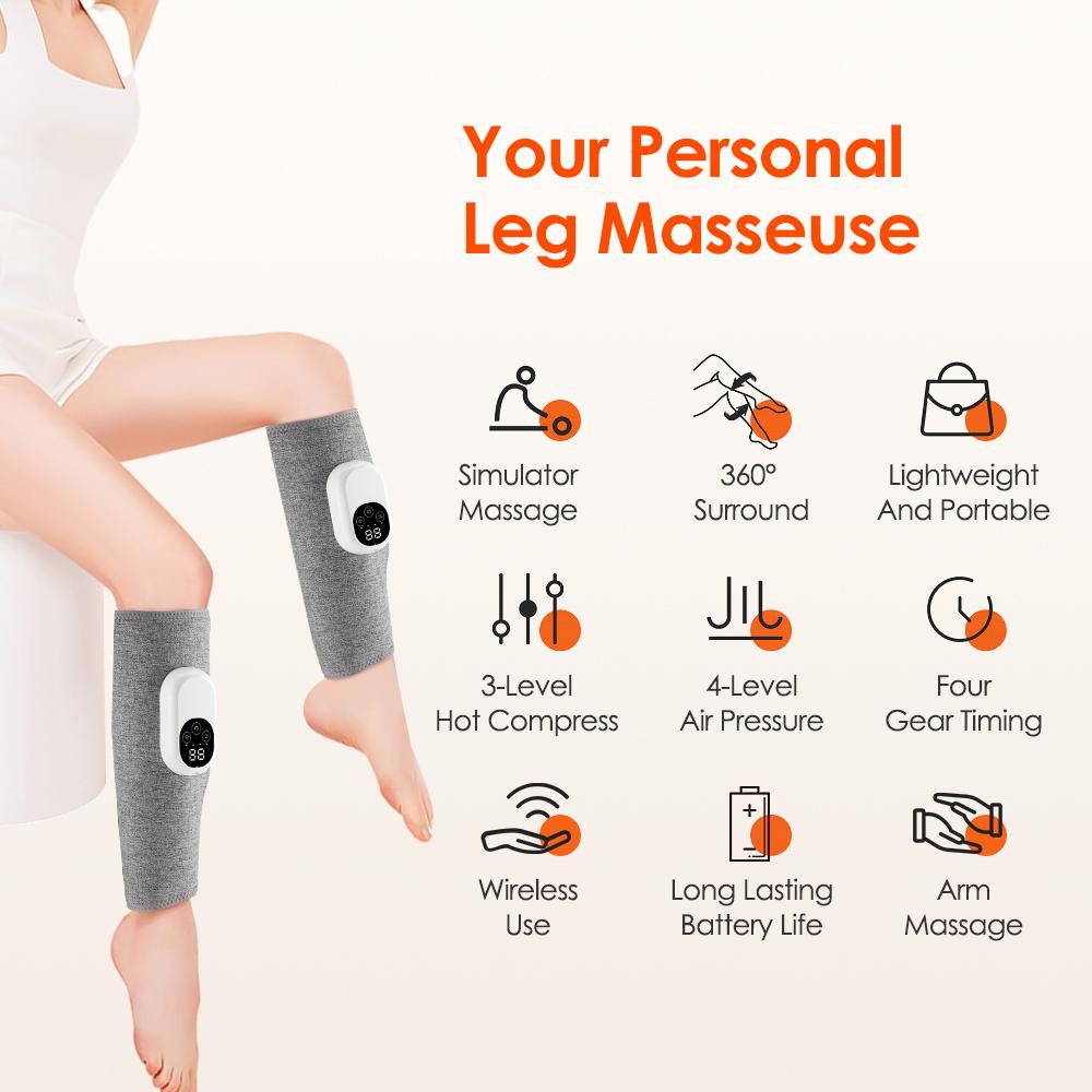 Wireless Leg Massager Air Pressure Calf Massager Presotherapy Machine Household Massage Device Hot Compress Relax Muscles