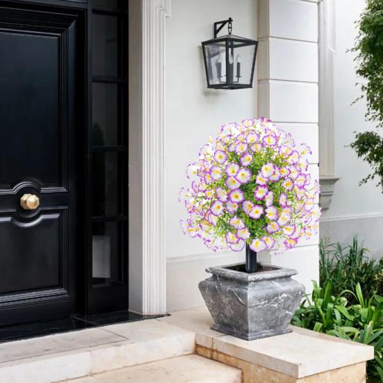 Faux Morning Glory Flowers Artificial Morning Glory Bush with Ground Spike Realistic Fake Greenery Shrubs for Farmhouse Porch Patio Decoration