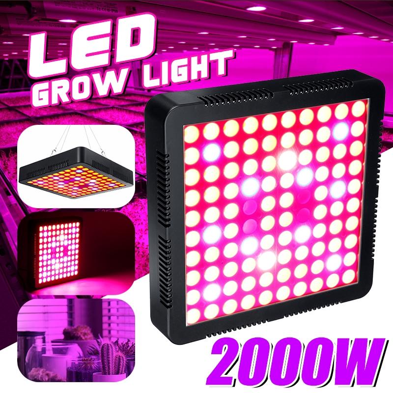 2000 Вт Лампы для выращивания Светодиодная лампа для выращивания Полный спектр для теплицы В помещении Гидропоника Рассада растений Цветок Высокий урожай