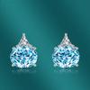 BELLA BOX Luxury Women Sky Blue Triangle Earrings Wedding Engagement Party Gift