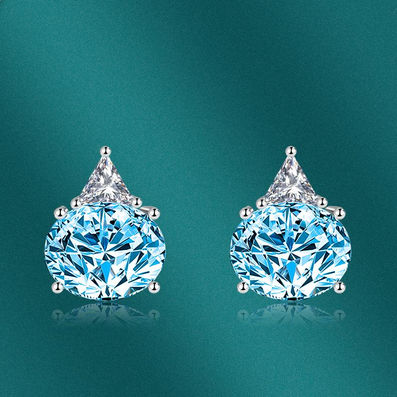 BELLA BOX Luxury Women Sky Blue Triangle Earrings Wedding Engagement Party Gift