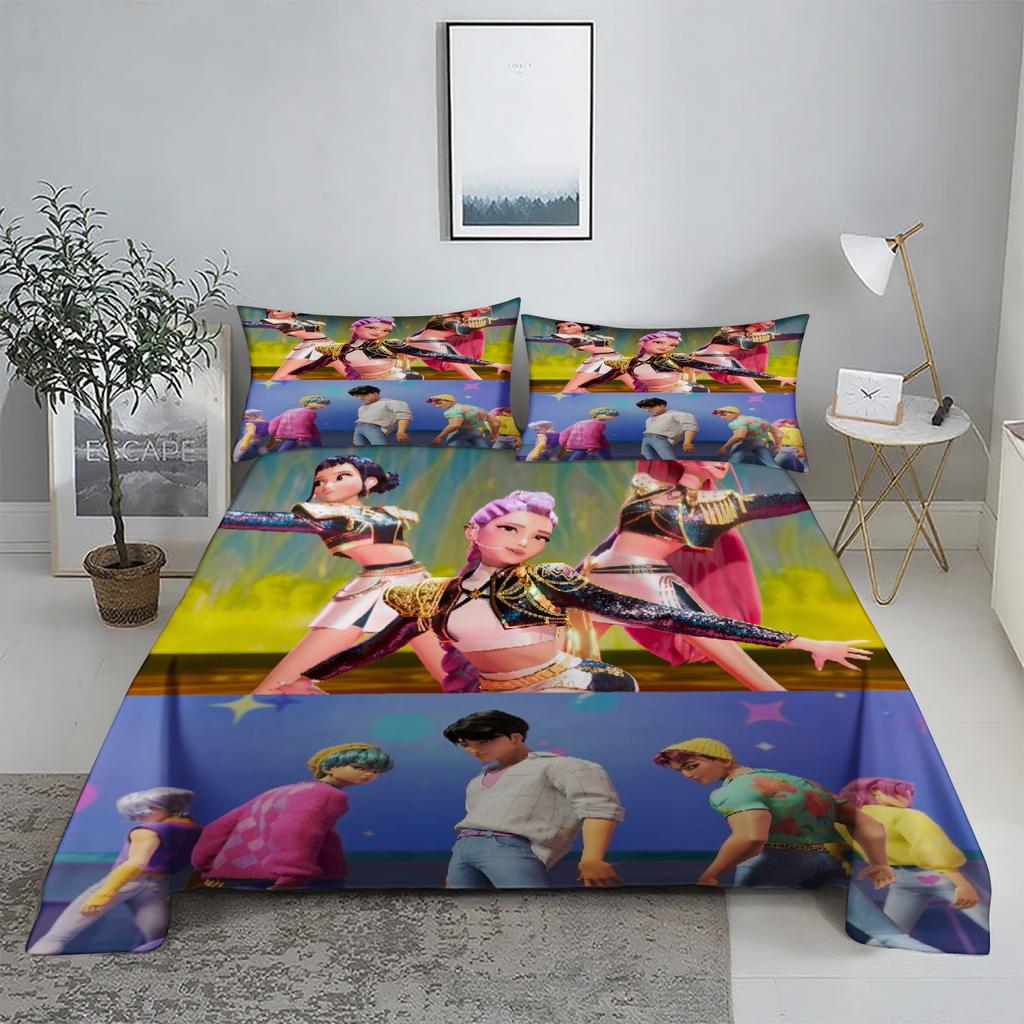 Mira D-Demon Hunters K-pop Комплект простыней 3D-принт Простыня с наволочкой Постельное белье Размер King Queen
