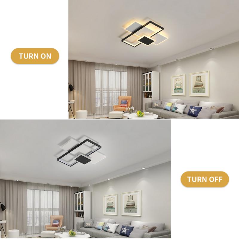 Современный светодиодный потолочный регулируемый светодиодный потолочный светильник для гостиной, спальни и кухни, односторонняя черно-белая люстра с дистанционным управлением