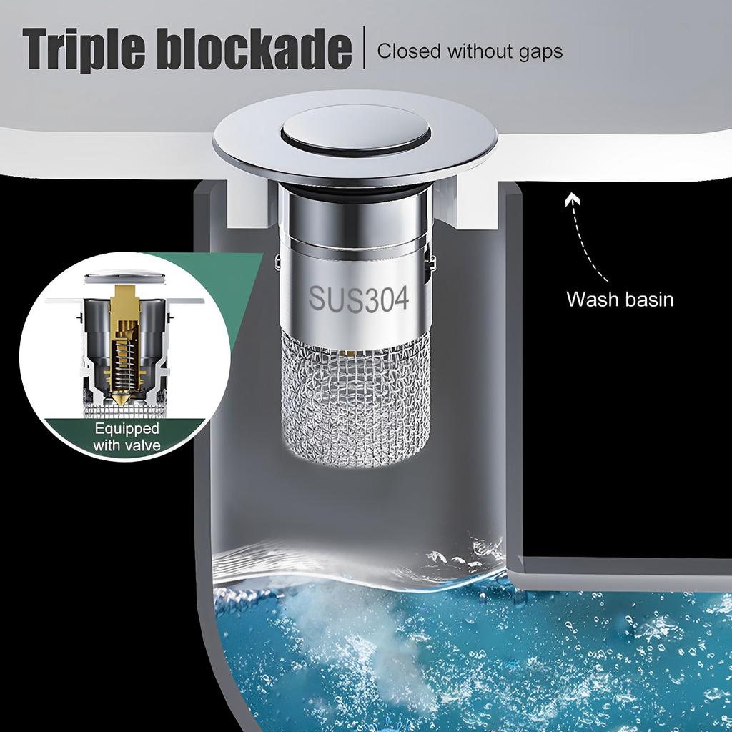 Сливной заглушка из нержавеющей стали 304 для ванной комнаты, фильтр-корзина для раковины, антизасор, антизапах, сито для раковины