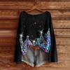 Women's Fashion Long Sleeve Christmas Snowman Snowflake Print Jacket Cardigan