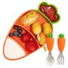 Little Cloud Carrot Suction Silicone Plate Set, Plate + Spoon + Fork, Orange, Popular Korean Parenting Items