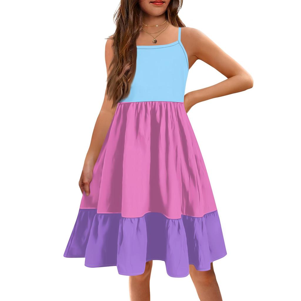 The Summer Children Condole Printed Sleeveless Cute Princess Leisure Dresses Of The Girls