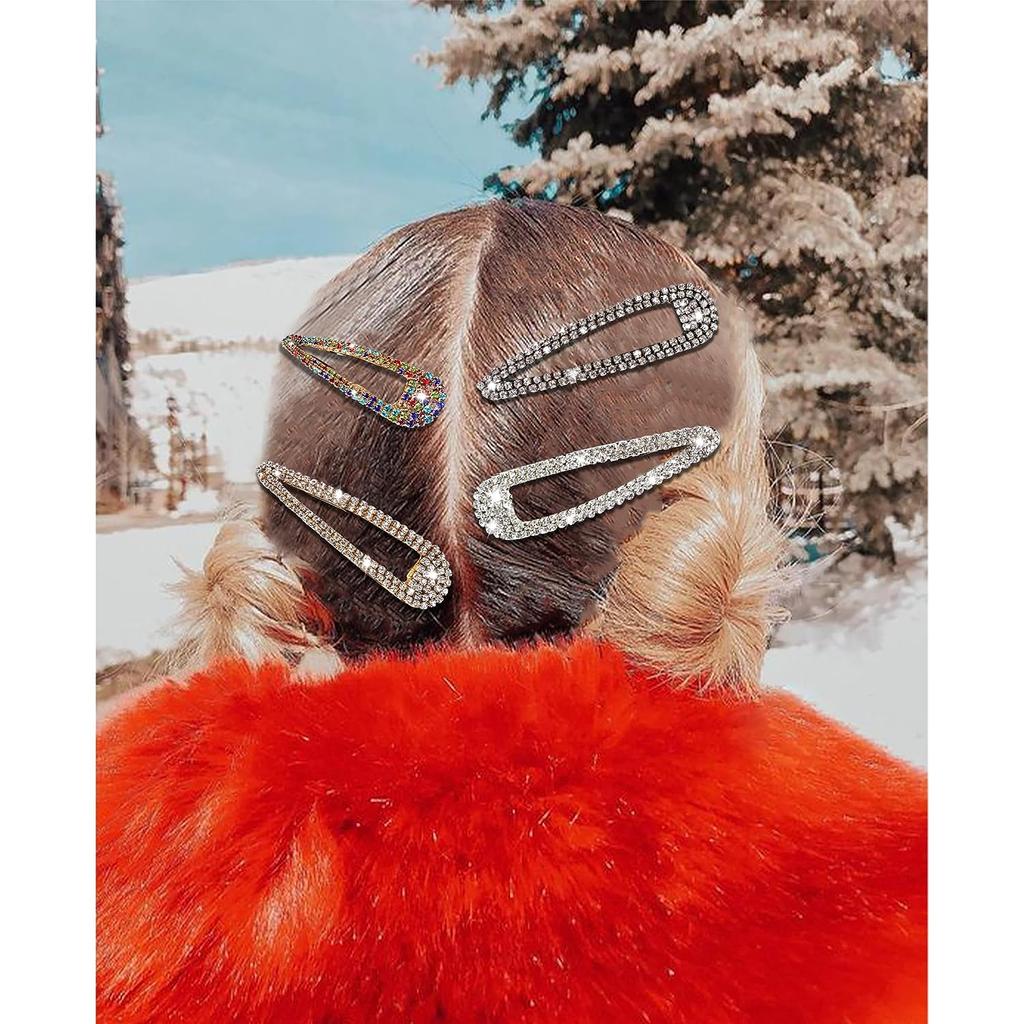 1PCS Rhinestone Hair Clips Water Drop Crystal Hair Barrettes Bling Hairpins Glitter Hair Accessories For Women Girls