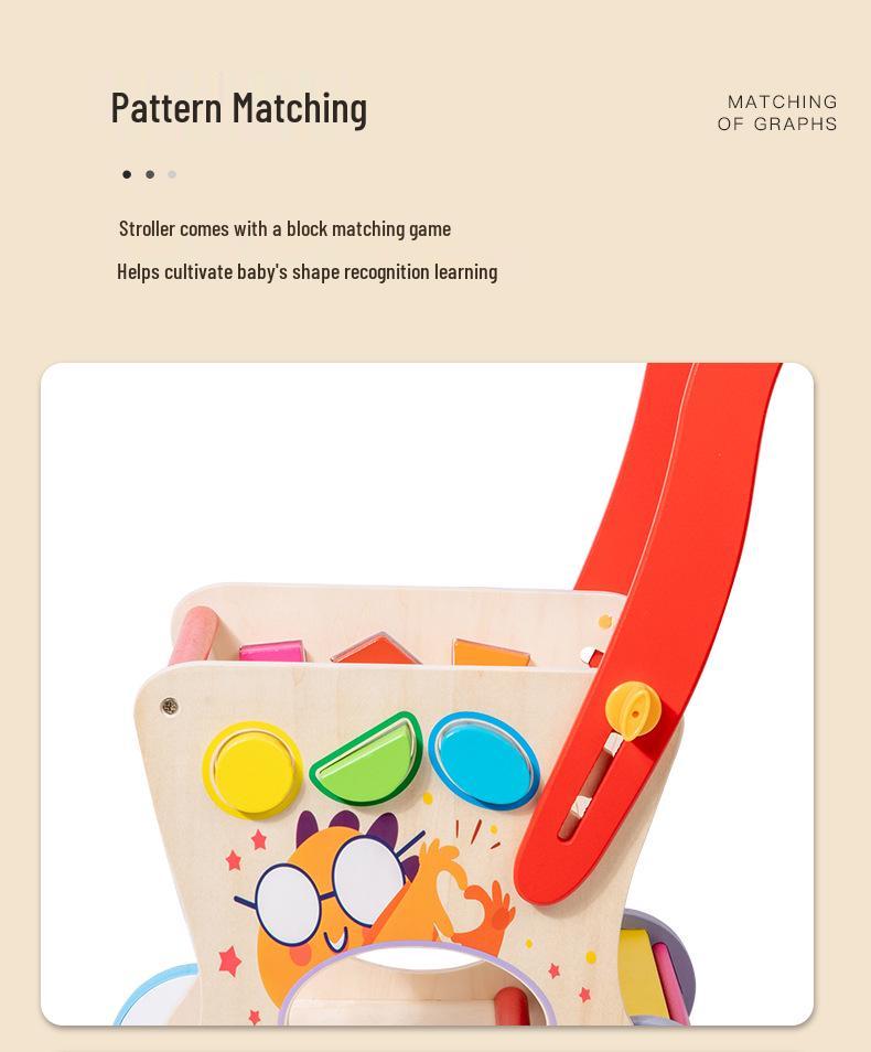 Multifunctional Wooden Child's Push Toy Shopping Cart and Walker