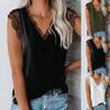 Women's V-Neck Lace Casual Solid Sleeveless Shirts Tank Tops Blouse