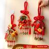 Copper Coin Mini Broom Hanging Ornaments Chinese Knot Door Handle Pendants Wall Ornament