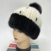 New Winter Hats for Women Natural Knitted Mink Fur Hats Fashion Warmth Stylish Warm Female Fox Fur Pompom Caps