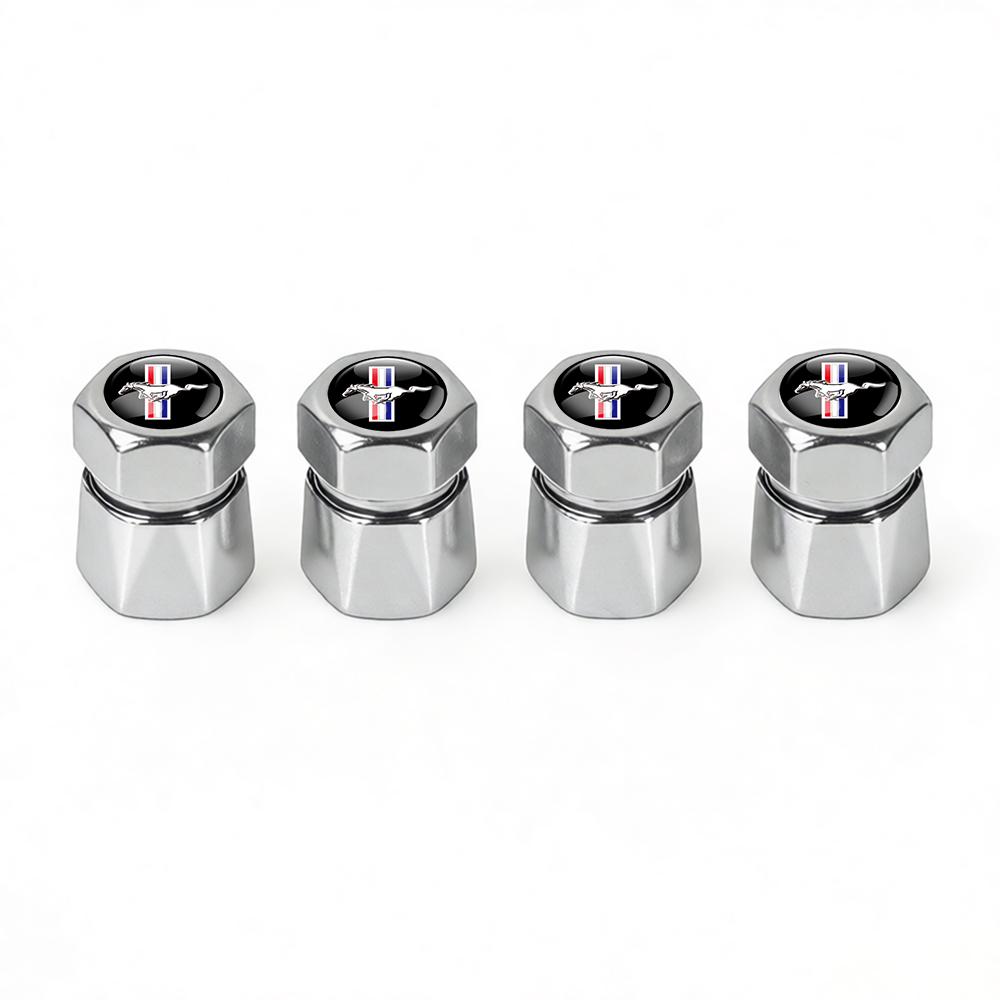 AJR1 4Pcs Car Metal Wheel Tyre Valve Caps Stem Covers For Ford Focus Kuga Mondeo Ranger Fiesta Mustang ST Shelby Fusion Edge Escape