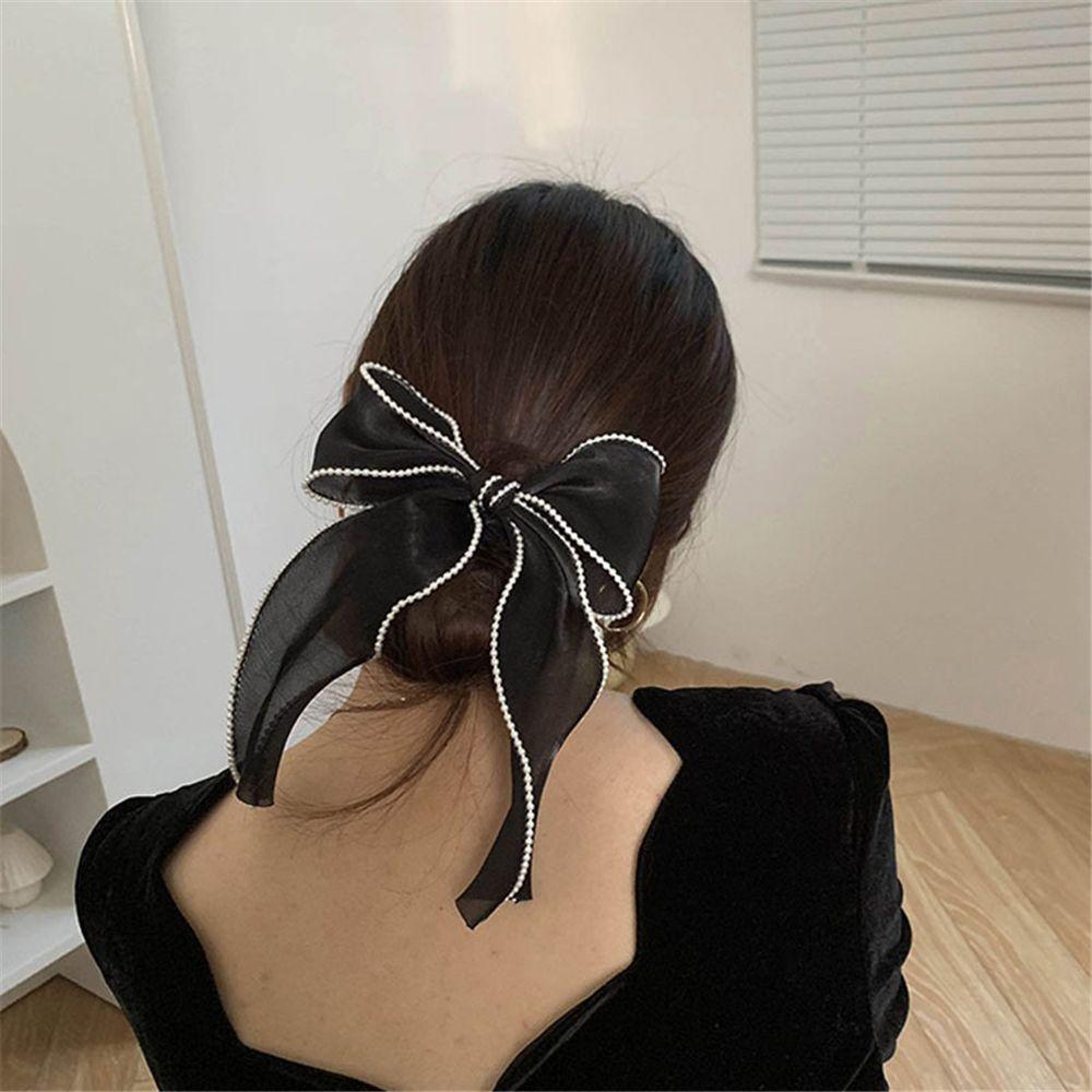 Для женщин и девочек стример с жемчугом, милые бантики для волос, заколки для волос, заколки для волос, головные уборы, заколки с бантом, заколки