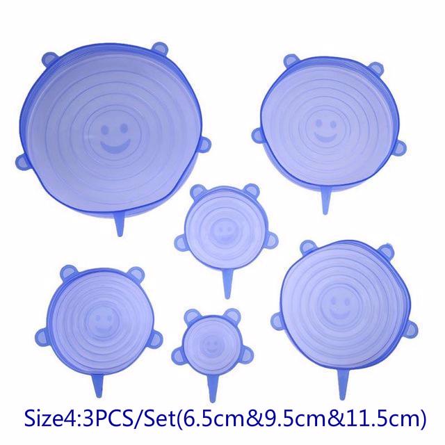 Heat Resisting Silicone Stretch Lids Reusable Food Fresh Cover Food Wraps 6Pcs Durable