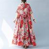 Summer Resort Mori Girl Long Plus Loose Bohemian Floral Perfect for Popular Free Floral Print [kisetsumate] Women's Dress, Cotton-Linen, Style, Dress,