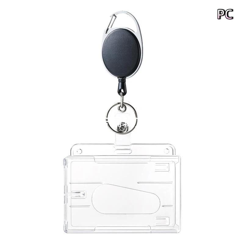 Transparent Card Slots Id Badge Holder Id Pendant Badge Reel Storage Organizer Employee Pass Work Card Case