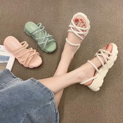 2023 сандалии, женские летние сандалии с квадратным носком и ремешком на щиколотке, женская обувь на платформе, танкетке, повседневные нескользящие женские гладиаторы в римском стиле