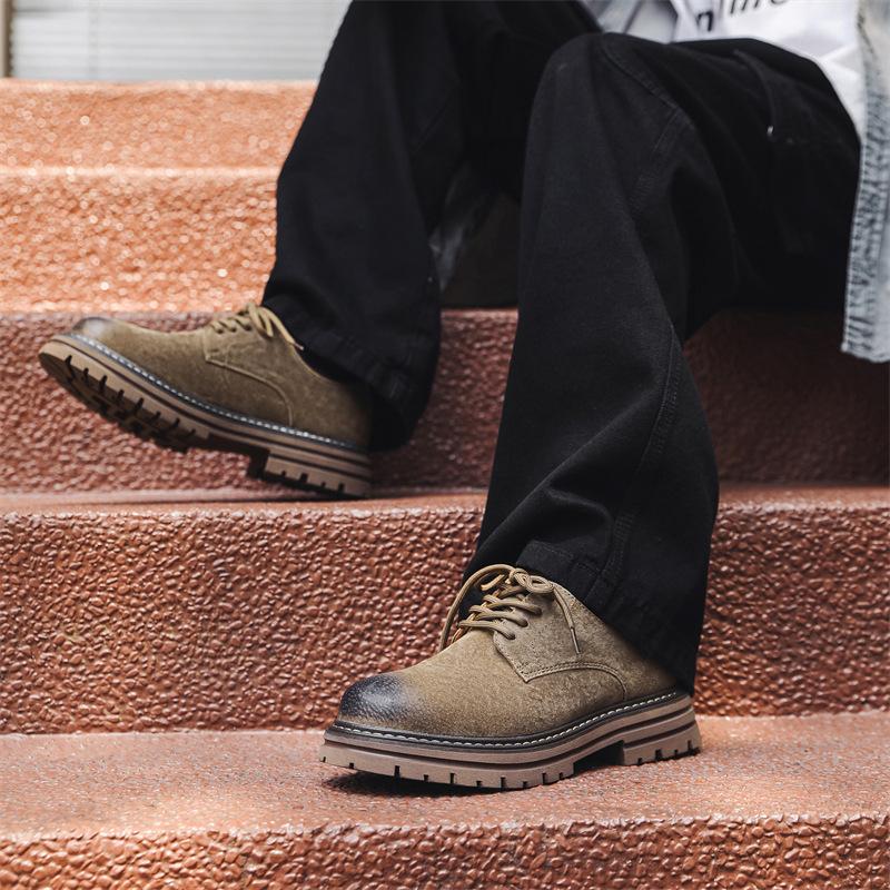 Мужские ботинки Мартин, рабочие ботинки, тренд «большая голова», низкие, универсальные ботинки Мартин, повседневные, с круглым носком, британские короткие ботинки 4515-J