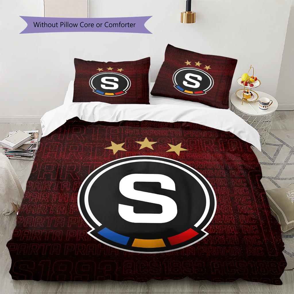Sparta Prague football logo Pattern Bedding Home Decoration Birthday Gift (1 * duvet cover + 2 * pillowcase, without core)