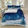 3 предмета Синий Постельный Комплект Принт Снежинки Уютный Мягкий Пододеяльник Размер Кинг Квин Твин для Домашнего Декора Спальни Новогодний Рождественский Подарок