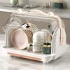 Portable Dustproof Teacup Holder & Drain Tray Rack for Home Use